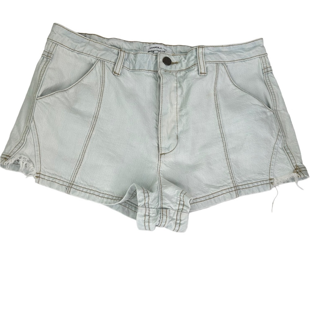 O’Neill Washed Light Denim High Rise Distressed Shorts SZ 8/29 Summer Beach Surf